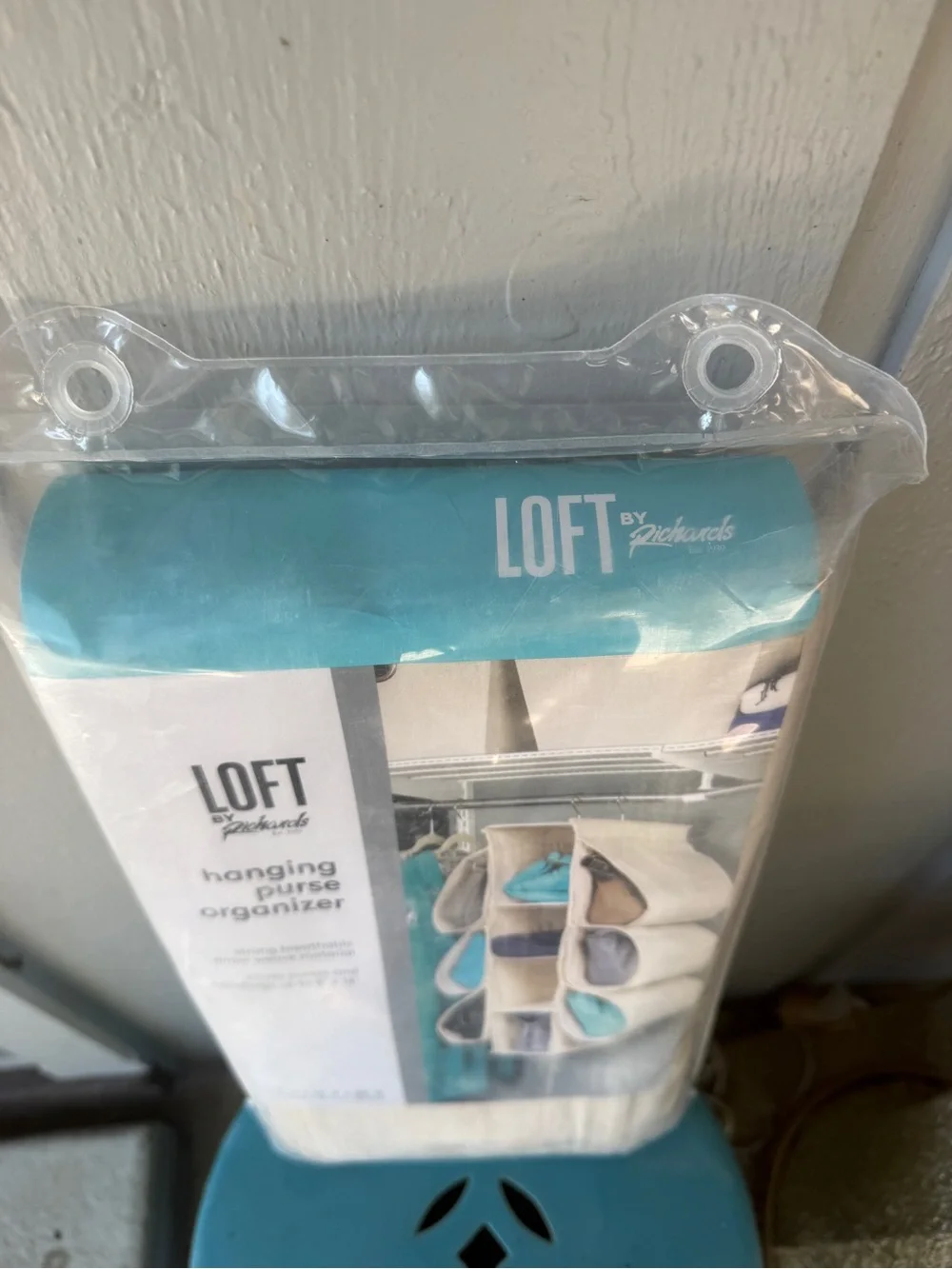 LOFT Cream Hanging Purse Organizer - 9 Pocket Closet Storage